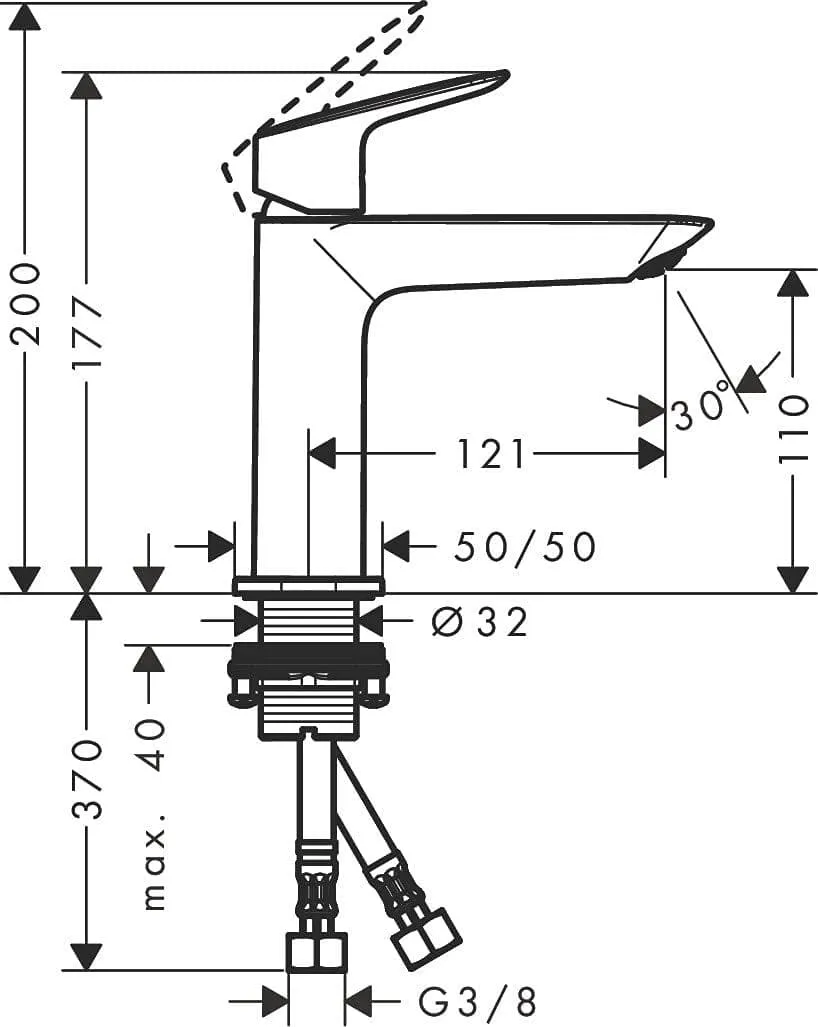 Hansgrohe Logis Mitigeur lavabo 110 avec bonde clic-clac