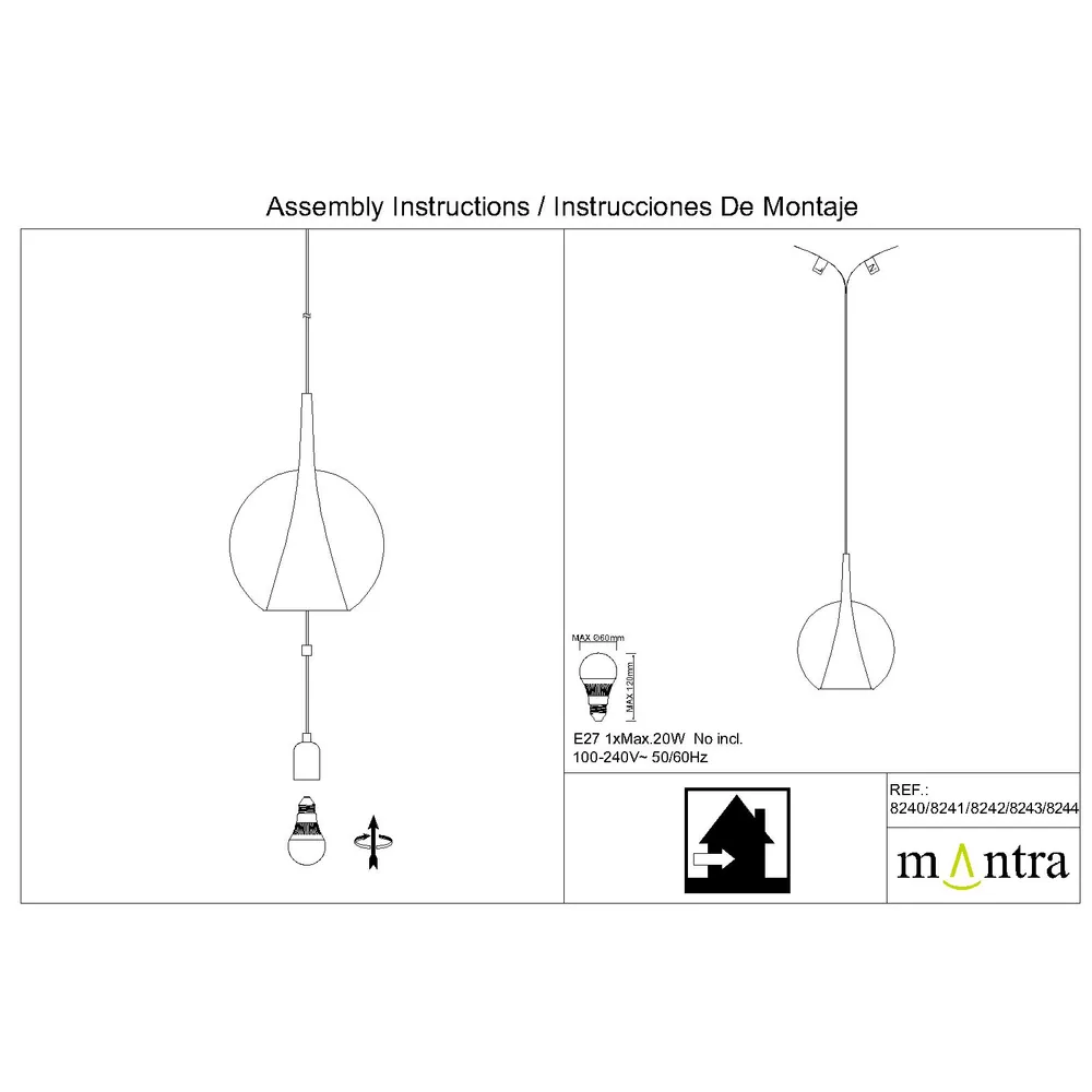 MANTRA 8244 Suspension (sans patère) bronze ELSA